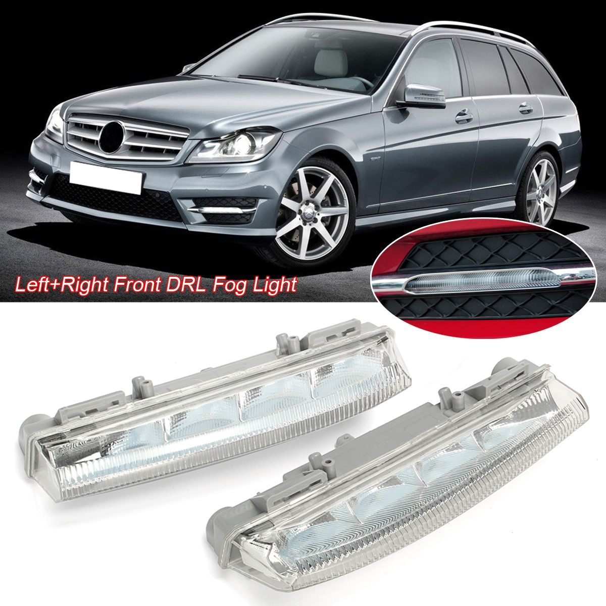 Car-LED-Front-DRL-Fog-Lights-LeftRight-for-Mercedes-Benz-W204-W212-C250-C280-C350-E350-A2049068900-A-1460320