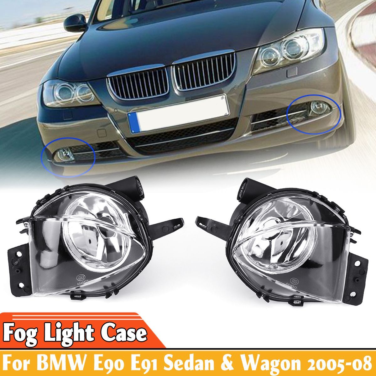 Car-Left-Right-Front-Bumper-Lights-Cover-Fog-Lamps-Case-Emark-for-BMW-3-SERIES-E90-E91-Sedan--Wagon--1542507