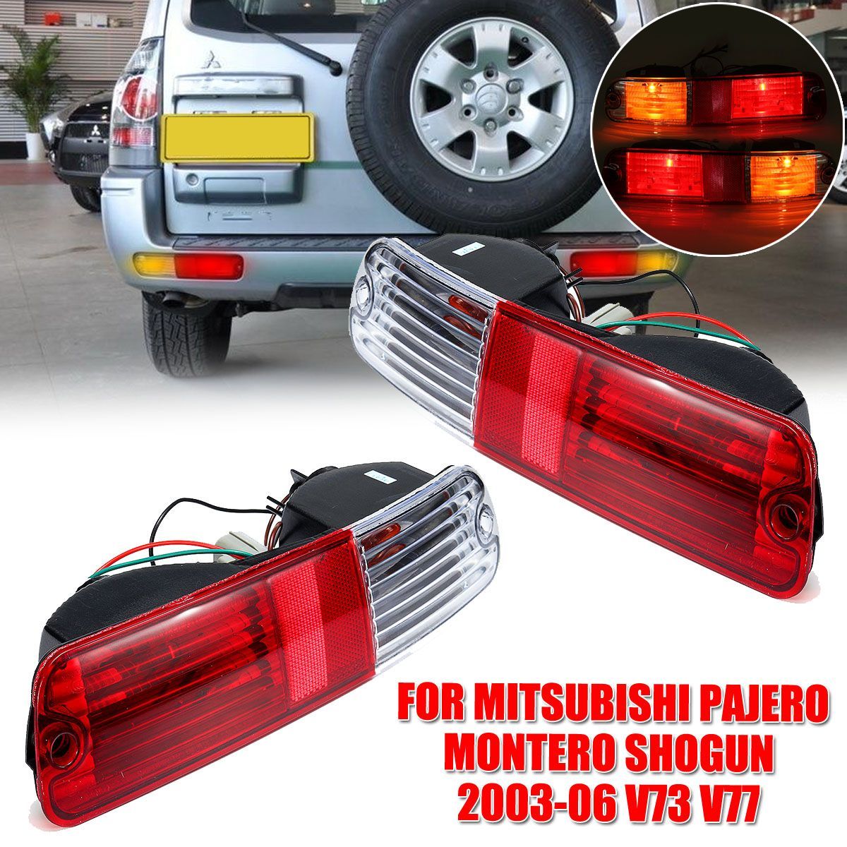 Car-Rear-Bumper-Fog-Lights-Tail-Lamp-for-Mitsubishi-Pajero-MONTERO-Shogun-03-06-V73-V77-1429407