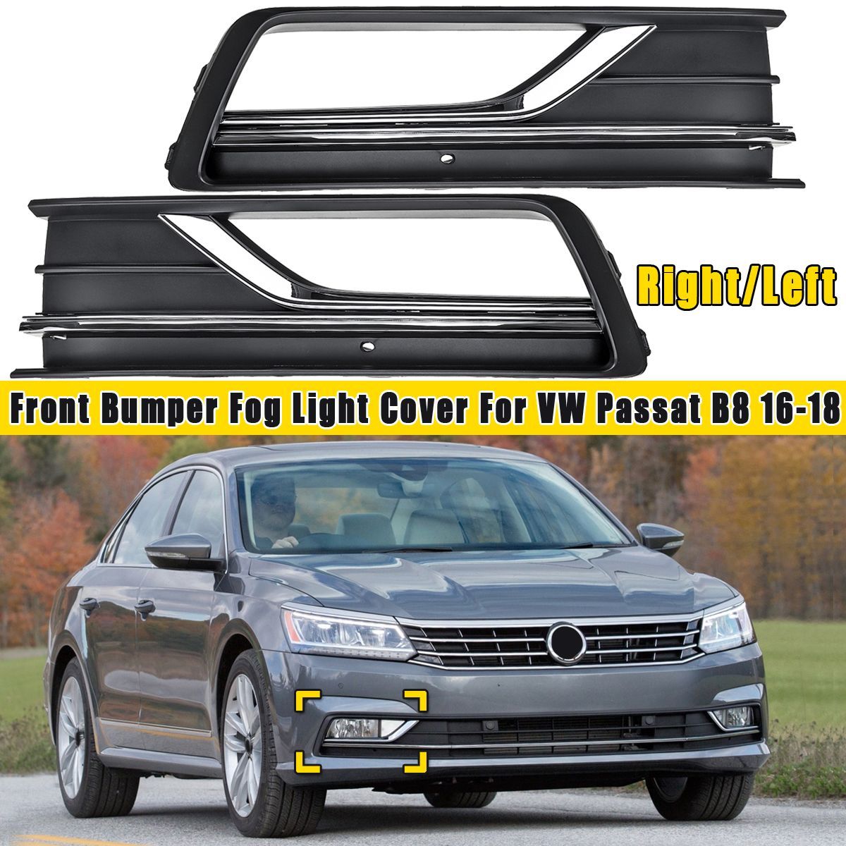 Car-RightLeft-Front-Bumper-Fog-Light-Grille-Cover-Trim-Bezel-For-VW-Passat-B8-2016-2018-1661594