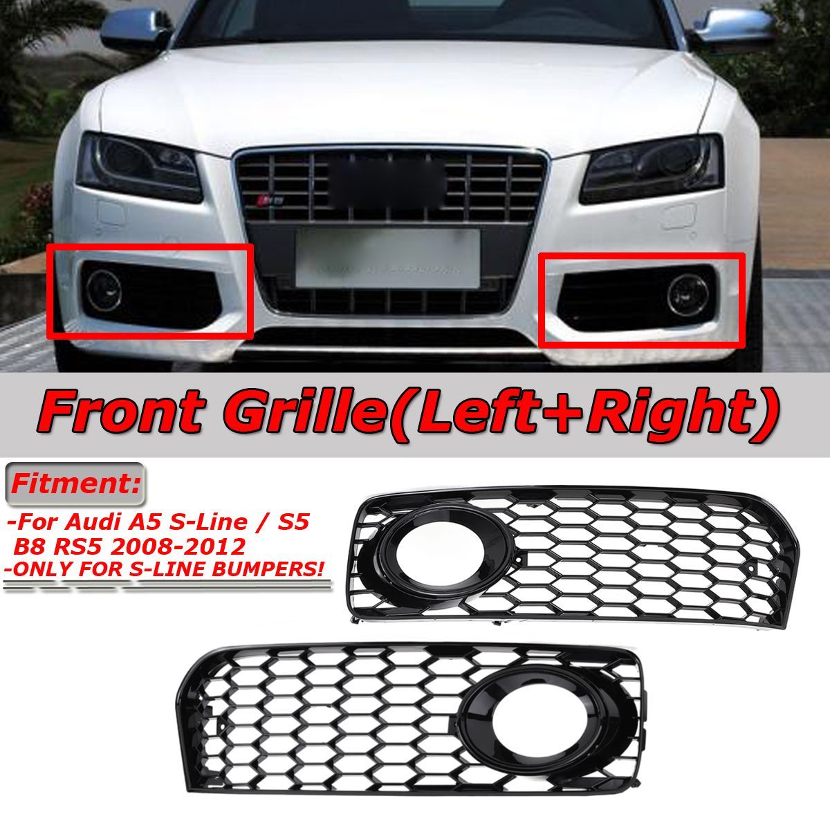 Front-Fog-Light-Lamp-Cover-Grille-Grill-Honeycomb-Hex-Black-For-Audi-A5-S-Line-S5-B8-RS5-2008-2012-1695684