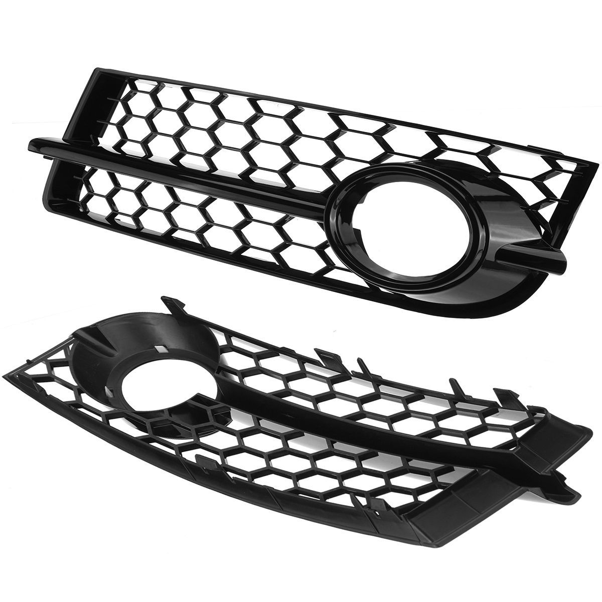 Front-Fog-Light-Lamp-Grille-Grill-Cover-Honeycomb-Hex-RS-Style-Glossy-Black-For-Audi-TT-8J-2006-2014-1750295