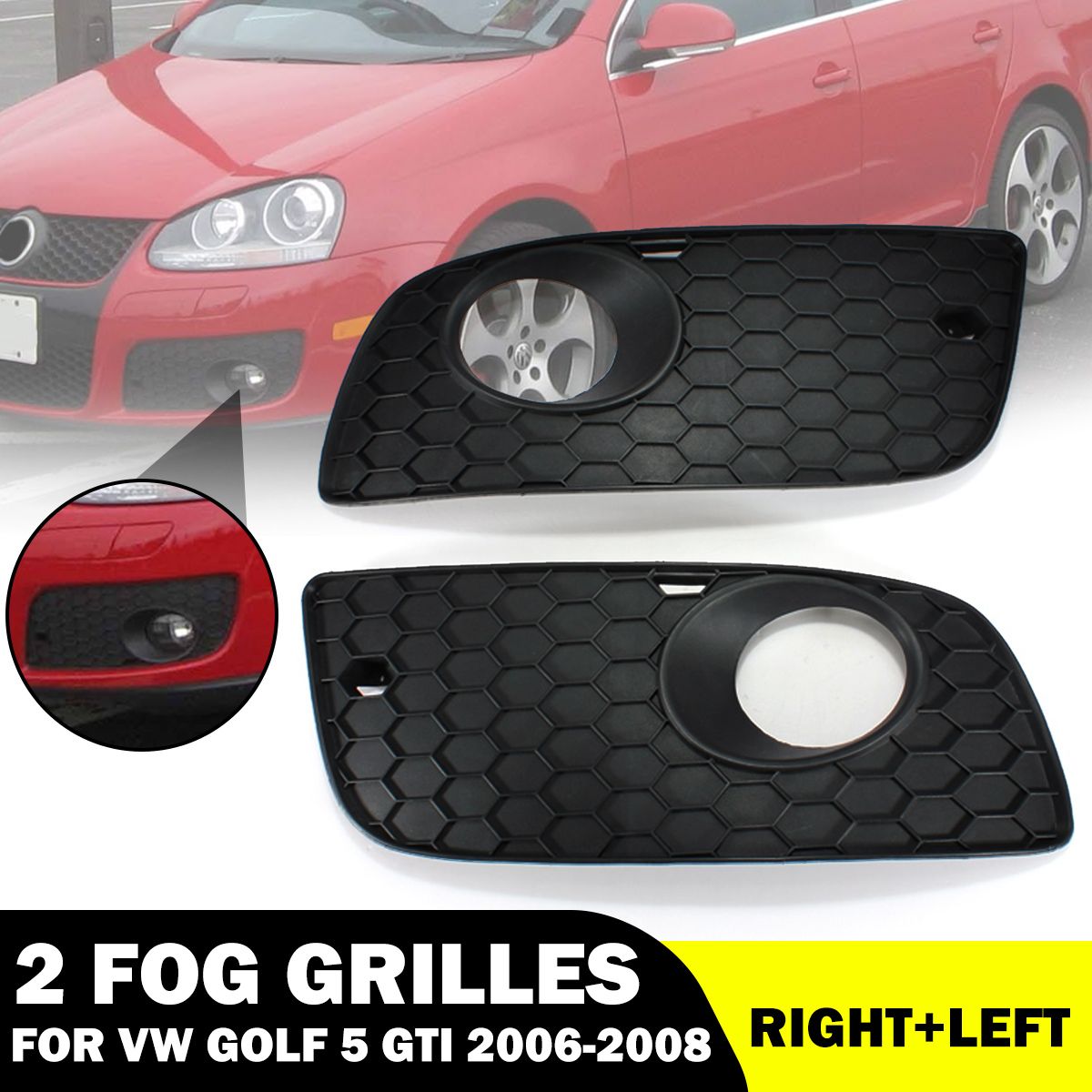 LeftRight-Front-Lower-Bumper-Grille-Fog-Light-Cover-For-VW-Golf-MK5-GTI-2004-2009-930584