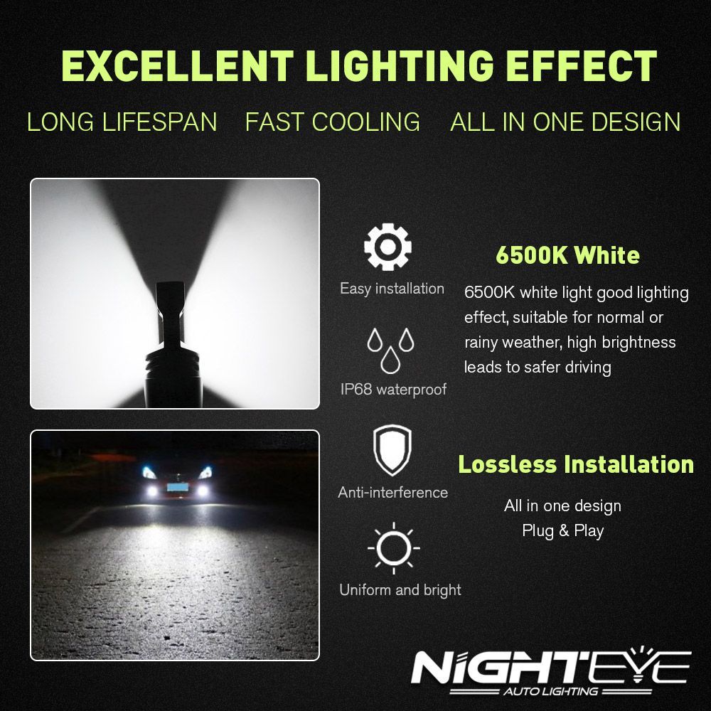 NIGHTEYE-A338-Car-LED-Headlights-Fog-Lamp-H4-H7-H11-9005-9006-80W-800LM-6500K-1170829