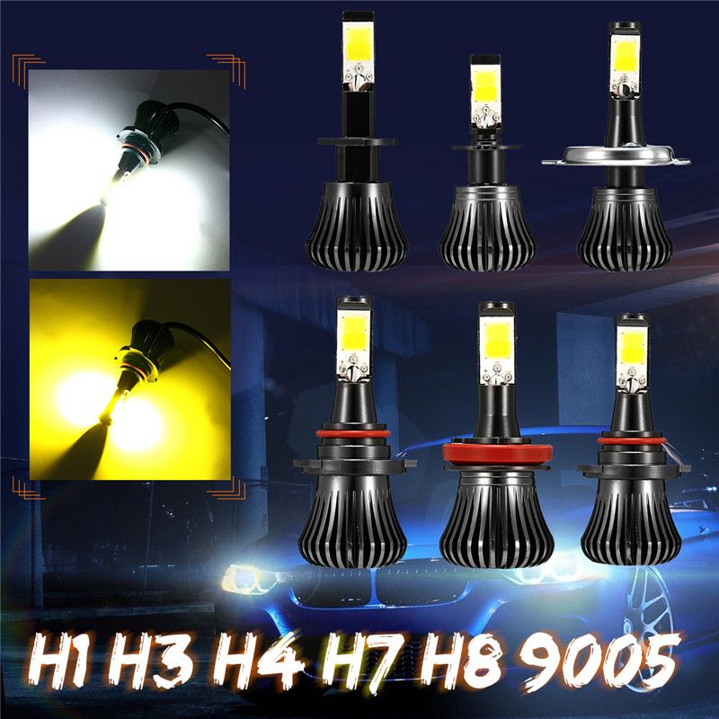 Pair-2600LM-6W-COB-LED-Car-Fog-Lights-H1-H3-H4-H7-H8H11-90059006-Dual-Color-3000K6000K-1313762