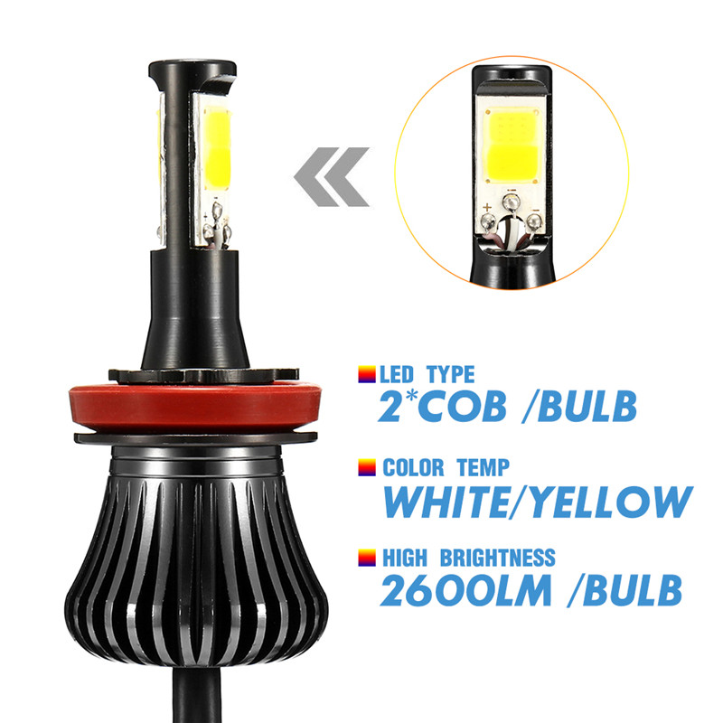 Pair-2600LM-6W-COB-LED-Car-Fog-Lights-H1-H3-H4-H7-H8H11-90059006-Dual-Color-3000K6000K-1313762