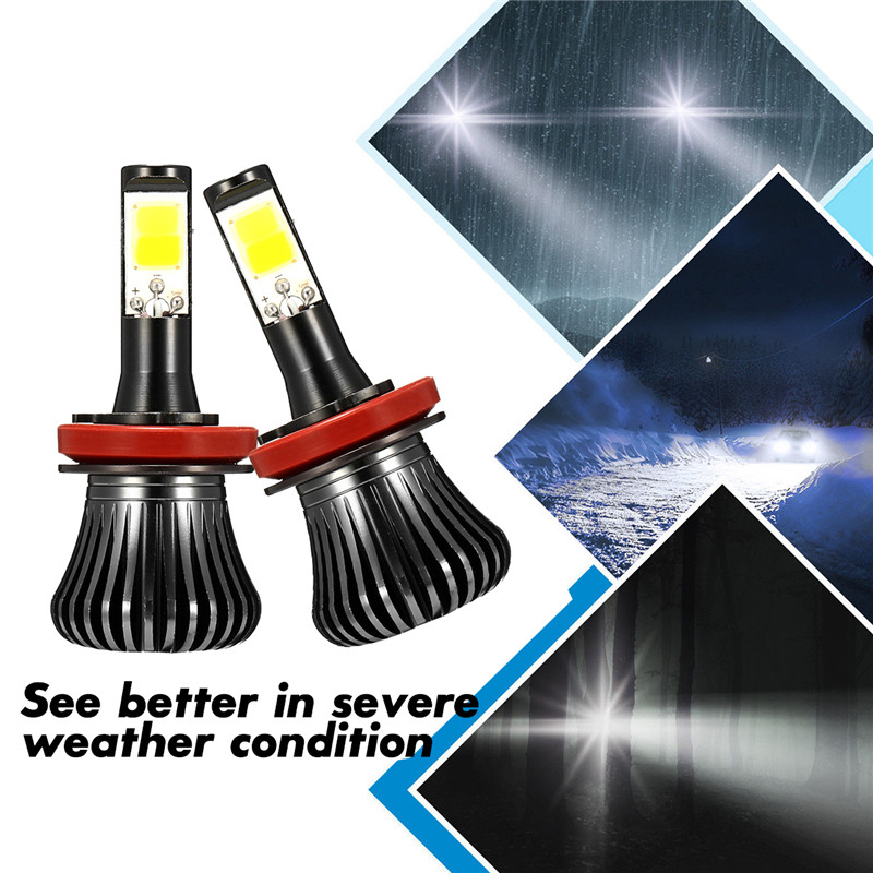 Pair-2600LM-6W-COB-LED-Car-Fog-Lights-H1-H3-H4-H7-H8H11-90059006-Dual-Color-3000K6000K-1313762