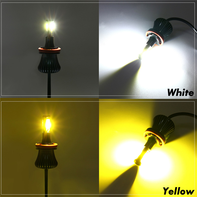 Pair-2600LM-6W-COB-LED-Car-Fog-Lights-H1-H3-H4-H7-H8H11-90059006-Dual-Color-3000K6000K-1313762