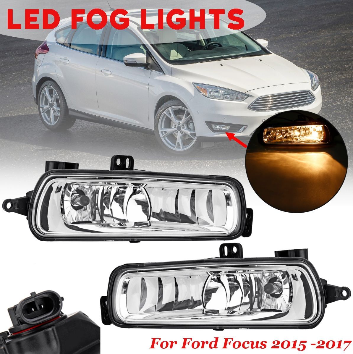 Pair-Car-Front-Bumper-Fog-Lights-Lamp-Cover-Grille-With-Bulbs-Amber-for-Ford-Focus-2015--2017-1382863