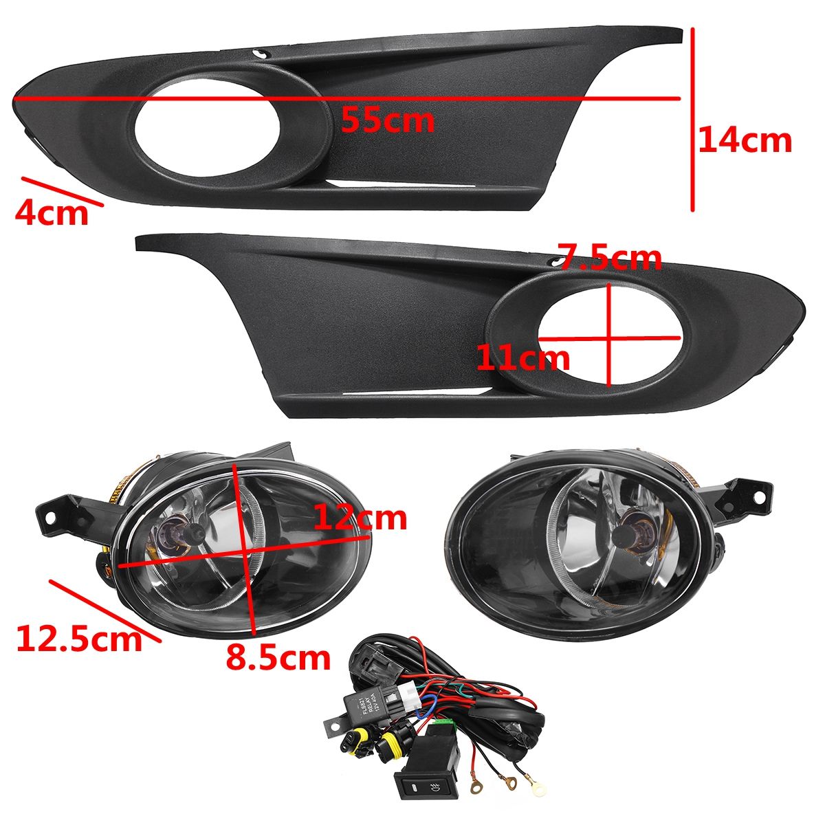 Pair-Car-Front-Bumper-Fog-Lights-Lamp-with-Grilles-Harness-Amber-for-VW-Jetta-MK6-2011-2014-1381933