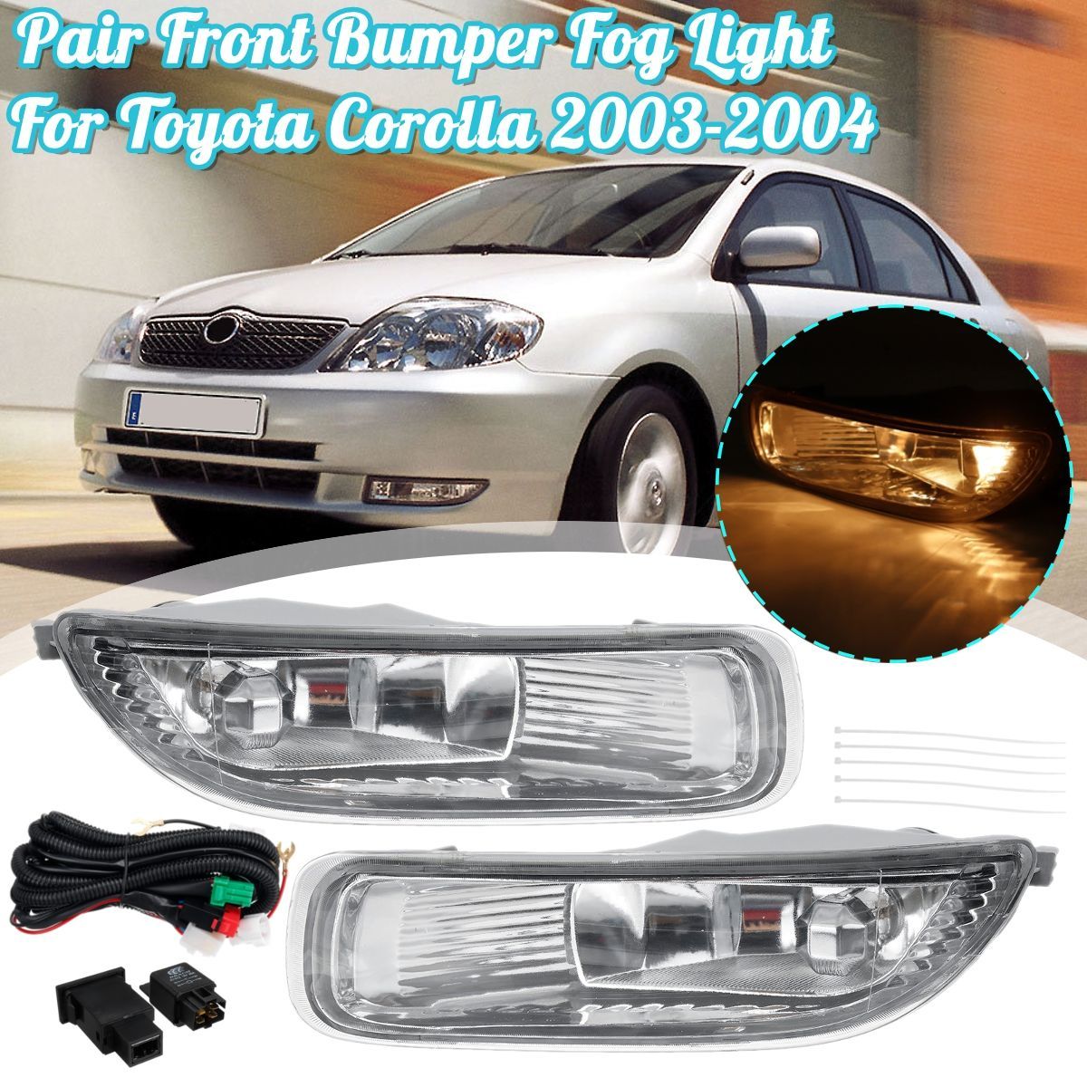 Pair-Front-Bumper-Fog-Light-Lamp-with-Bulb-Wire-Harness-Yellow-For-Toyota-Corolla-2003-2004-1709445