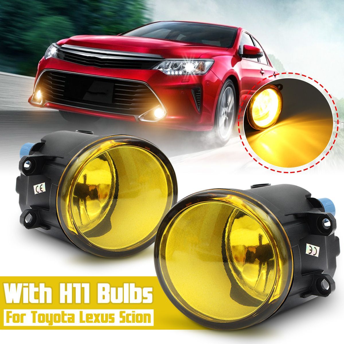 Pair-Front-Fog-Light-Yellow-Lens-with-Bulbs-110W-For-Toyota-For-Lexus-For-Scion-1741605