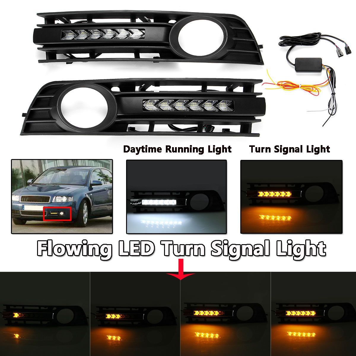Pair-Mesh-Fog-Lights-Cover-Grille-Flowing-LED-Turn-Signal-White-DRL-Daytime-Running-For-Audi-A4-B6-2-1630536