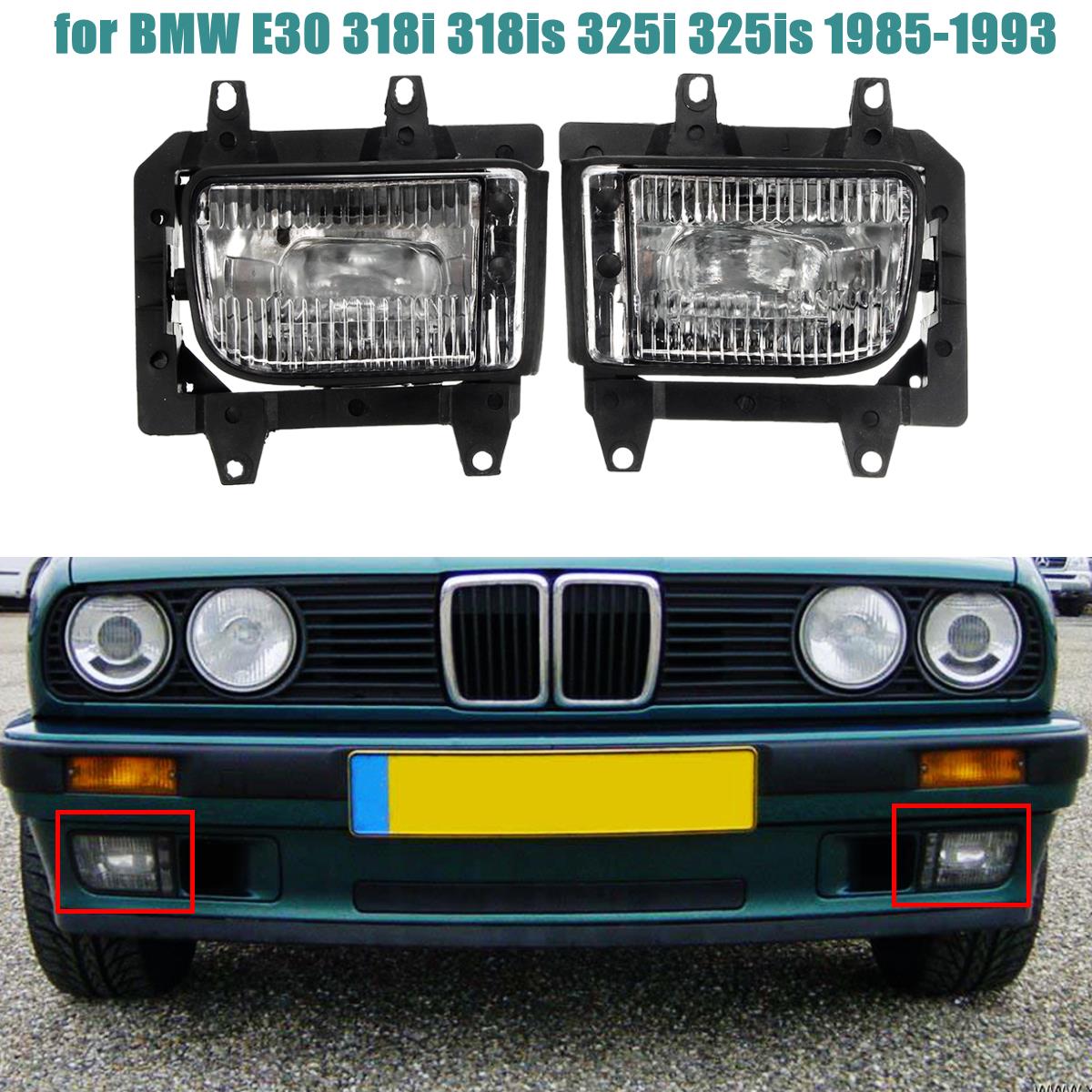 Pair-Plastic-Bumper-Front-Clear-Fog-Light-Cover-for-BMW-E30-318i-318is-325i-325is-1048059