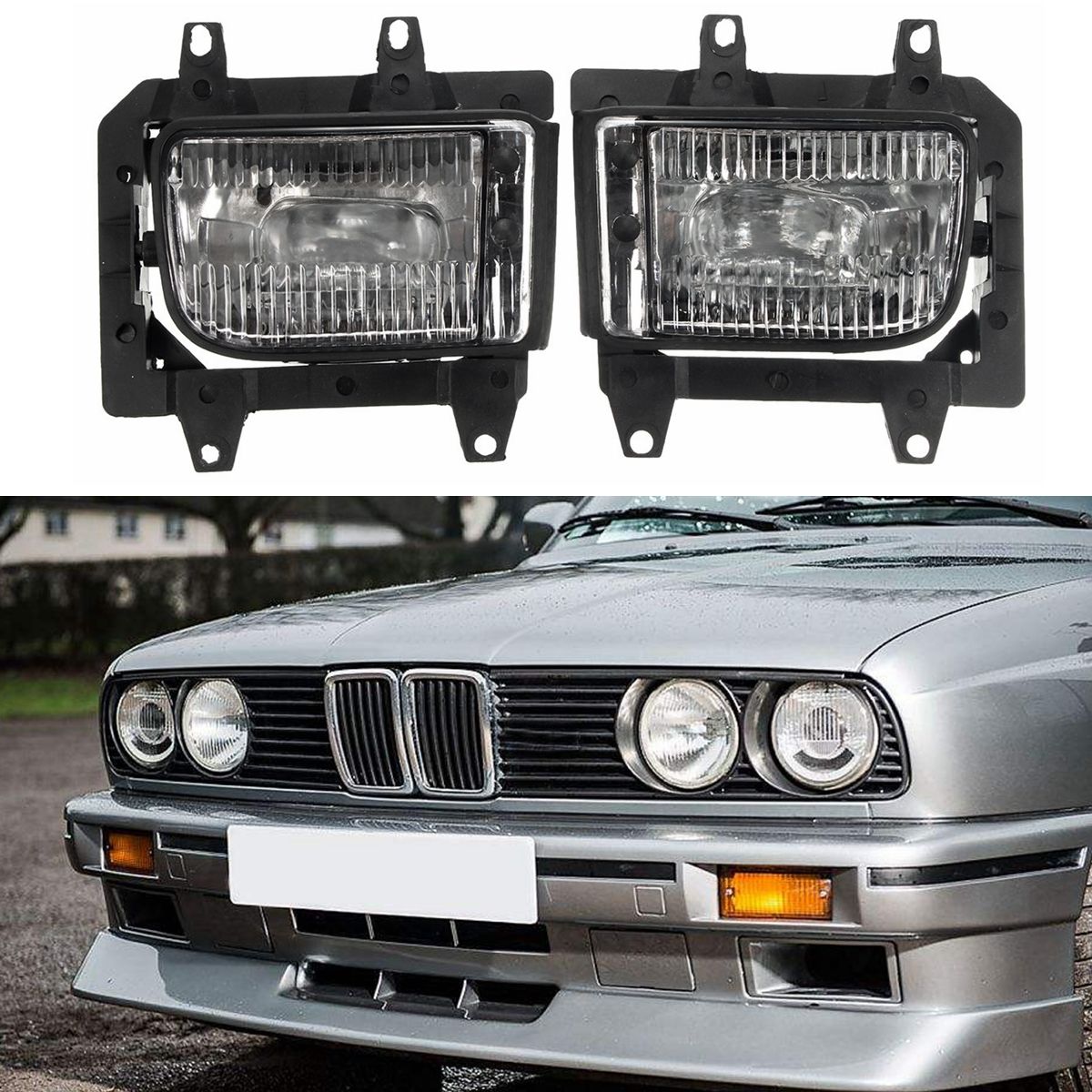 Pair-Plastic-Bumper-Front-Clear-Fog-Light-Cover-for-BMW-E30-318i-318is-325i-325is-1048059