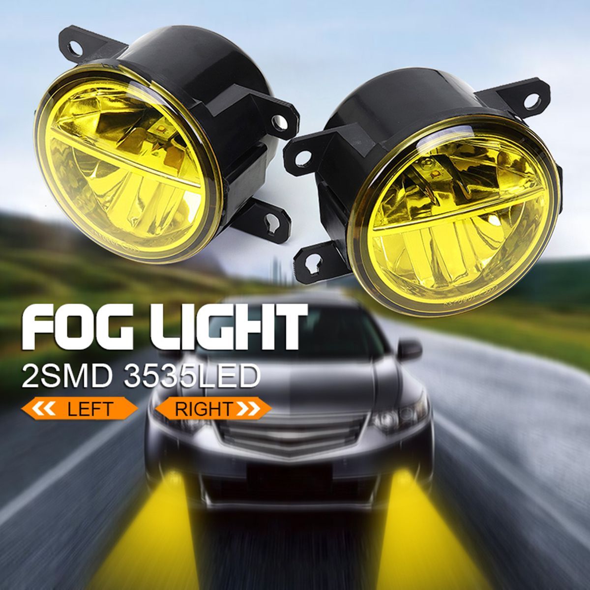 RightLeft-LED-Front-Fog-Light-Lamp-Lens-with-H8H11-Bulbs-Amber-Universal-For-Honda-Civic-Fit-Odyssey-1732027