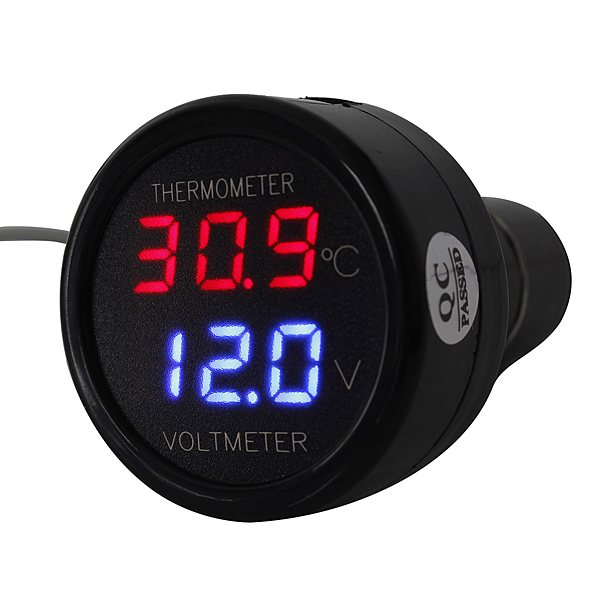 Car-LED-Digital-RedBlue-Display-2-In-1-Dual-Voltmeter-Thermometer-12V-948988