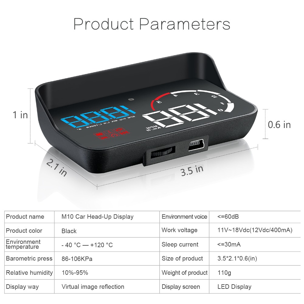 M10-Car-OBD2-HUD-Head-Up-Display-Digital-Speedometer-Windshield-Projector-Reader-Engine-RPM-Faulty-C-1463763