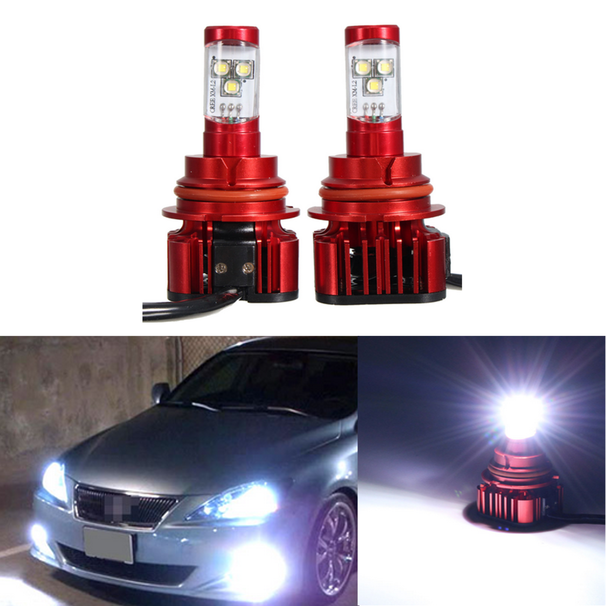 1-Pair-9007-60W-6000LM-6000K-White-Driving-Car-Headlight--LED-Lamp-Light-1054972