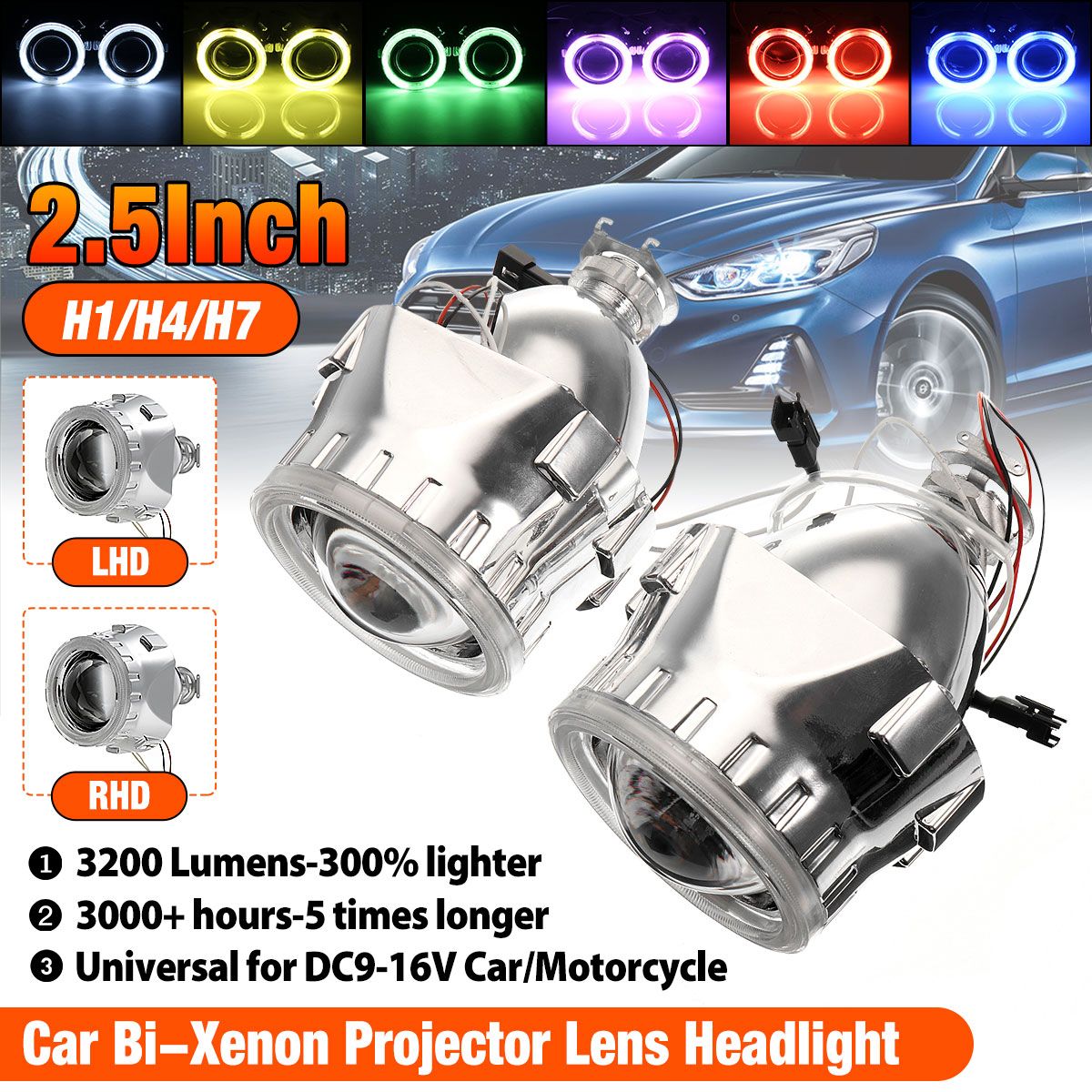 25-Inch-H1H4H7-Bi-Xenon-HID-Projector-Headlights-Conversion-Kit-with-Lens-CCFL-Angel-Eyes-Halo-Ring--1575117