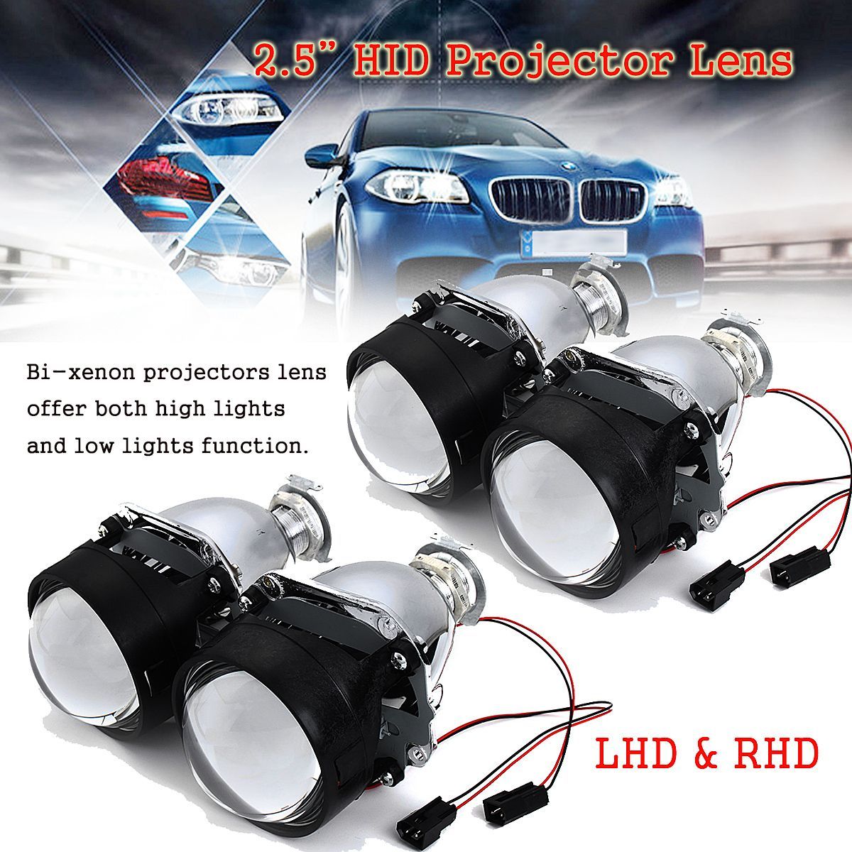 25quot-HID-Bi-Xenon-Projector-Headlights-Lens-H1-H4-H7-Retrofit-HiLow-Beam-LHDRHD-Type-1434353