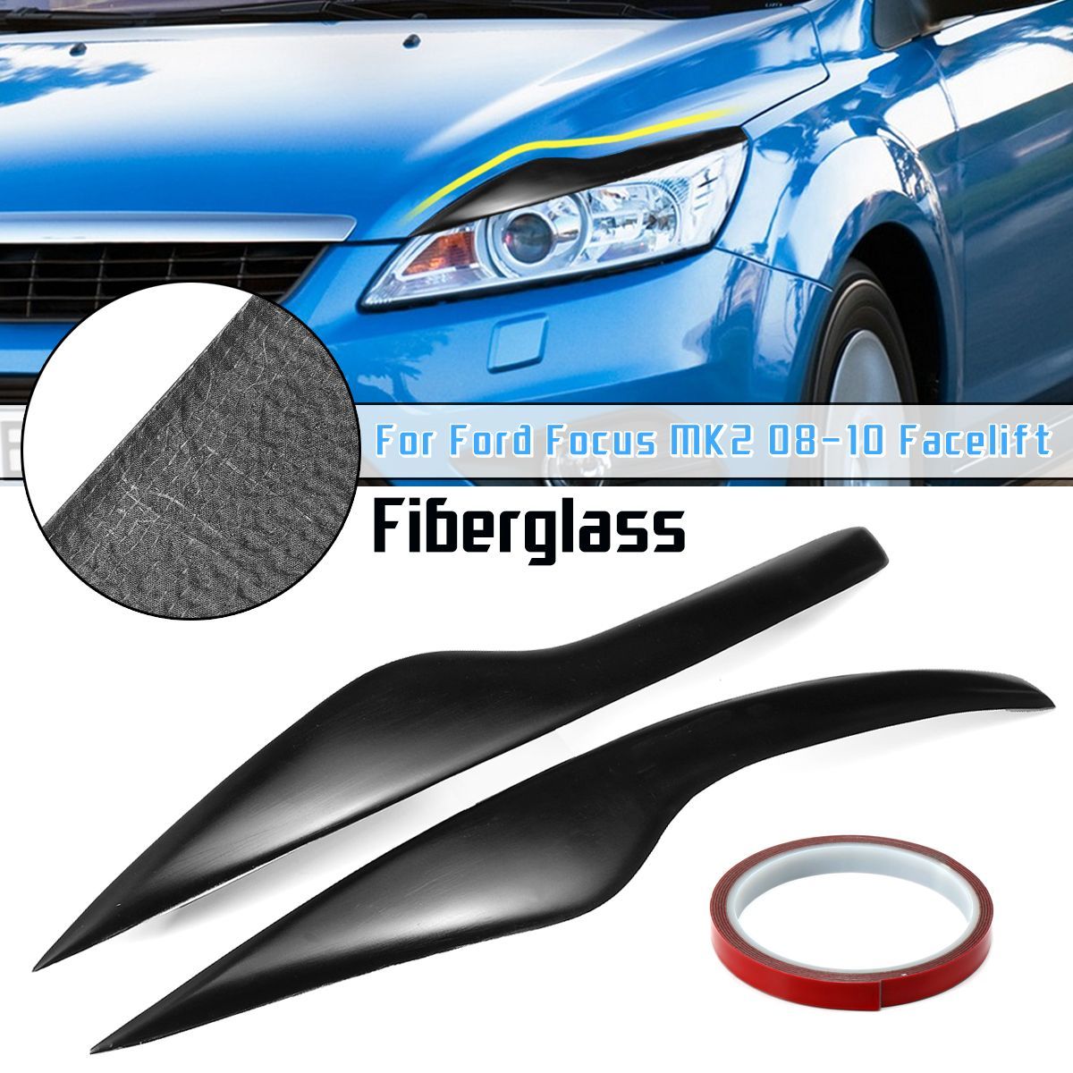 2Pcs-Car-Headlights-Eyebrows-Eyelids-Black-Retrofit-For-Ford-Focus-MK2-2008-2010-1659505