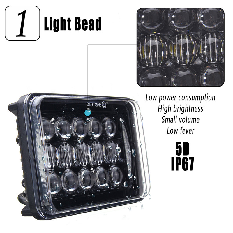 4X6-H4-5D-LED-Headlights-Lamp-Bulb-HiLow-Beam-DRL-for-Truck-SUV-Off-Road-Car-48W-2400LM-1340994