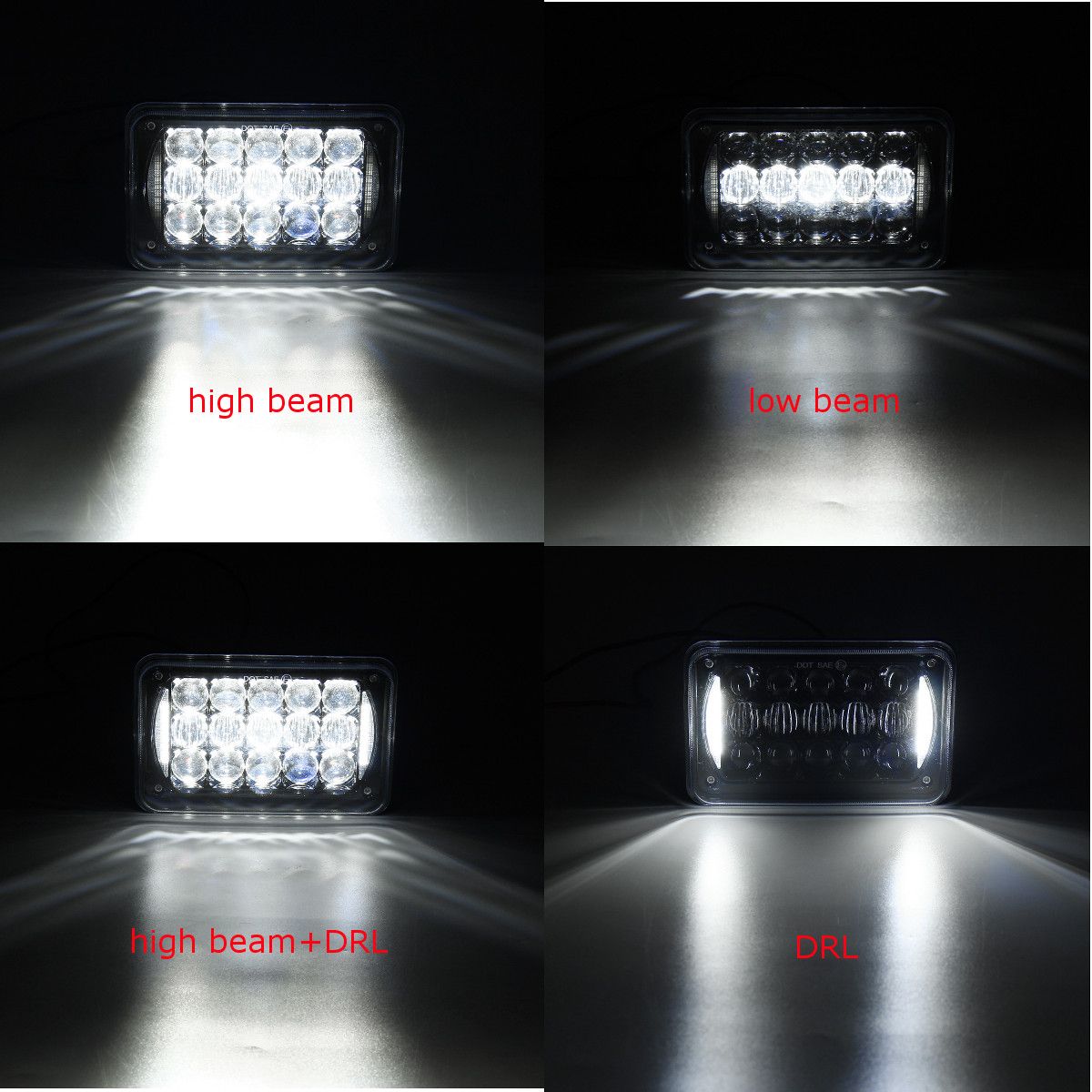 4X6-H4-5D-LED-Headlights-Lamp-Bulb-HiLow-Beam-DRL-for-Truck-SUV-Off-Road-Car-48W-2400LM-1340994