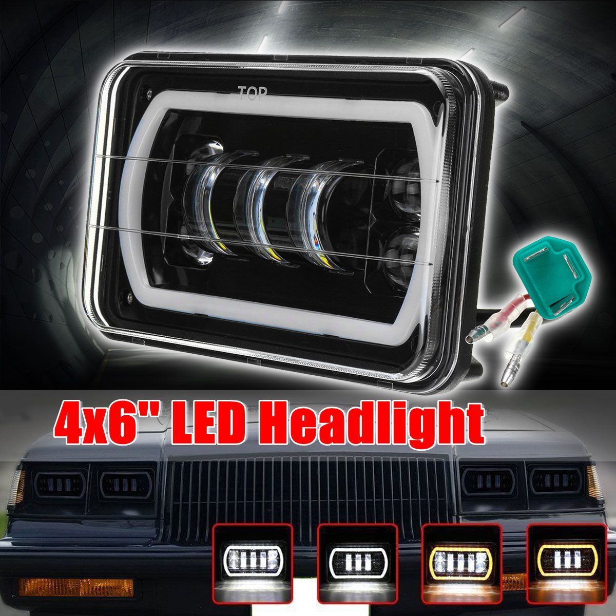 4x6Inch-LED-Car-Headlights-Square-HighLow-Beam-with-H4-Bulb-12-24V-30W-45003000LM-White-for-JEEP-Wra-1464468