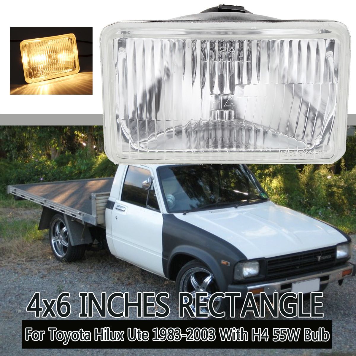 4x6Inch-Rectangle-Car-Headlights-with-H4-Halogen-Lamps-55W-for-Toyota-Hilux-Ute-1983-2003-1464449
