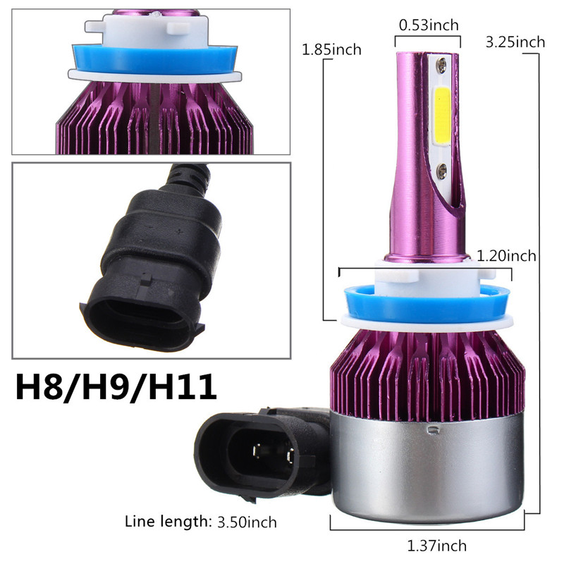 60W-7200LM-COB-LED-Car-Headlights-Bulbs-Fog-Lamps-H4-H11-90059006-9-32V-6500K-White-1421780