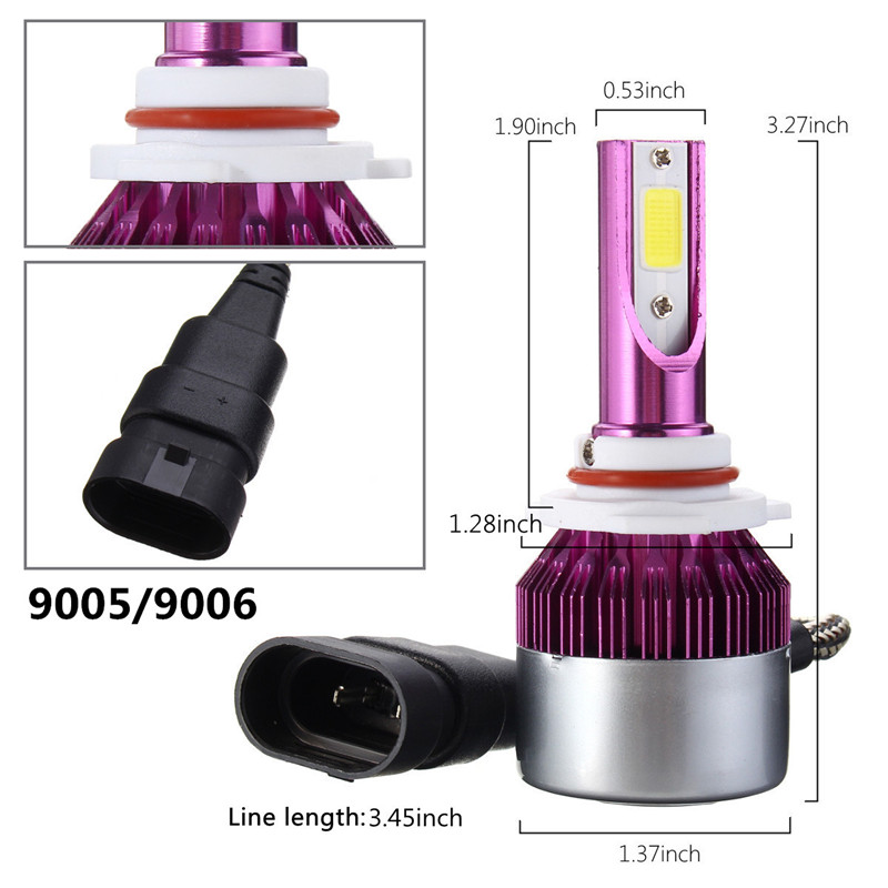 60W-7200LM-COB-LED-Car-Headlights-Bulbs-Fog-Lamps-H4-H11-90059006-9-32V-6500K-White-1421780