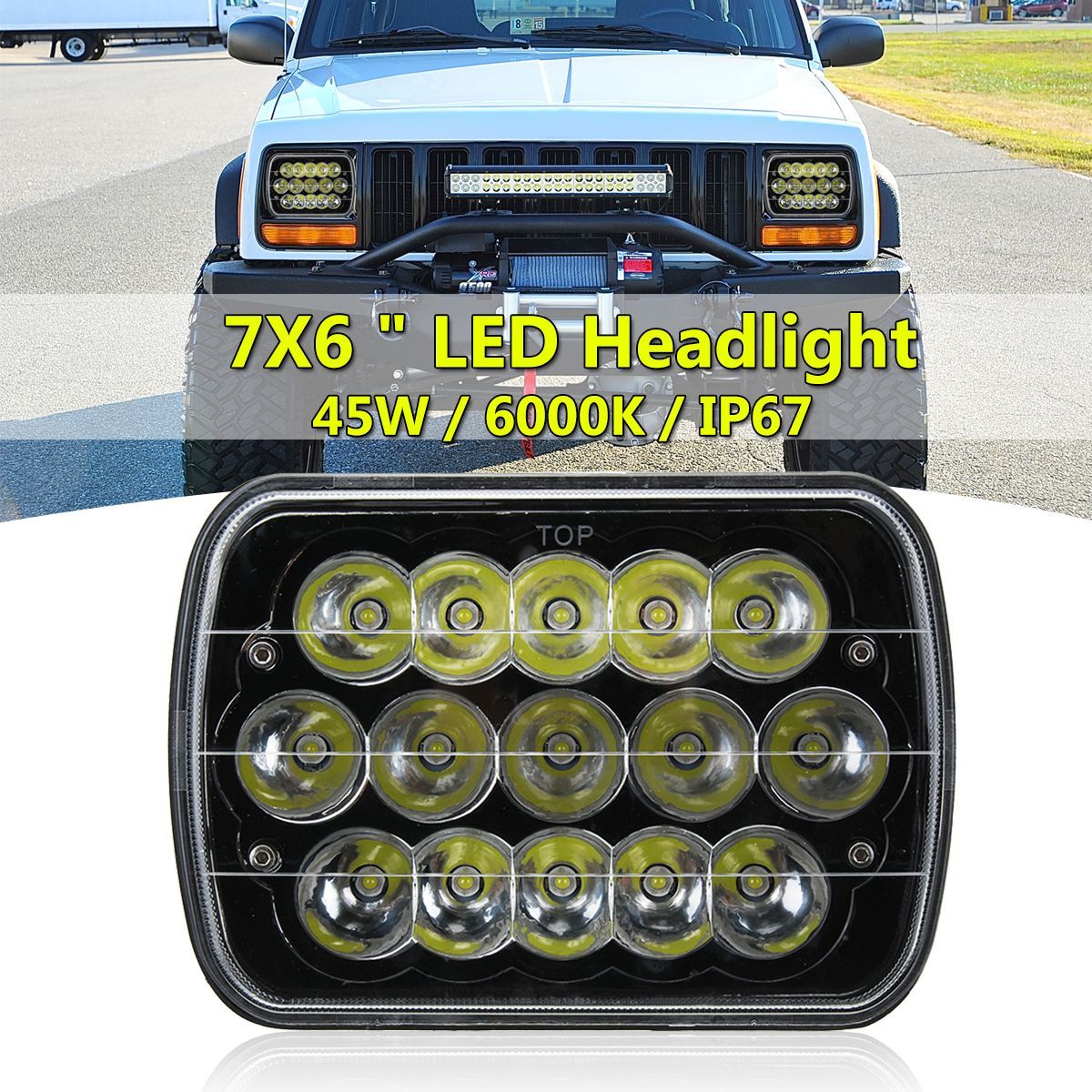 7X6-5X7quot-45W-H4-LED-Headlights-Projector-Hi-Lo-Beam-for-JeepCherokee-ATV-Truck-1292054