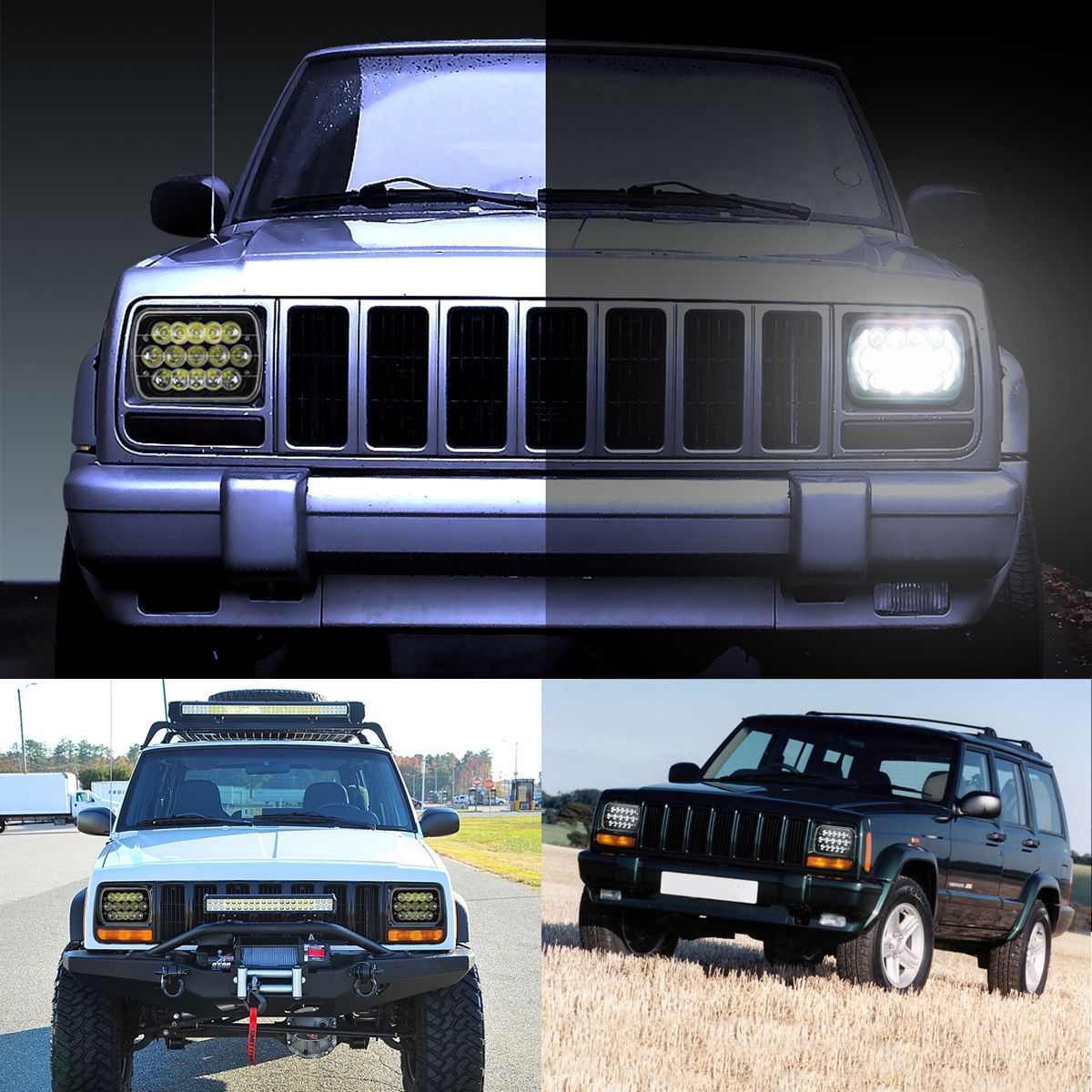 7X6-5X7quot-45W-H4-LED-Headlights-Projector-Hi-Lo-Beam-for-JeepCherokee-ATV-Truck-1292054