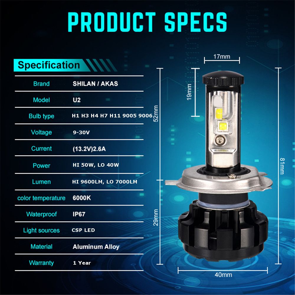 AKAS-U2-LED-Car-Headlights-Bulbs-80W-7000LM-H1-H3-H4-H7-H11H8H9-9005-9006-DC-9-30V-6000K-1324344