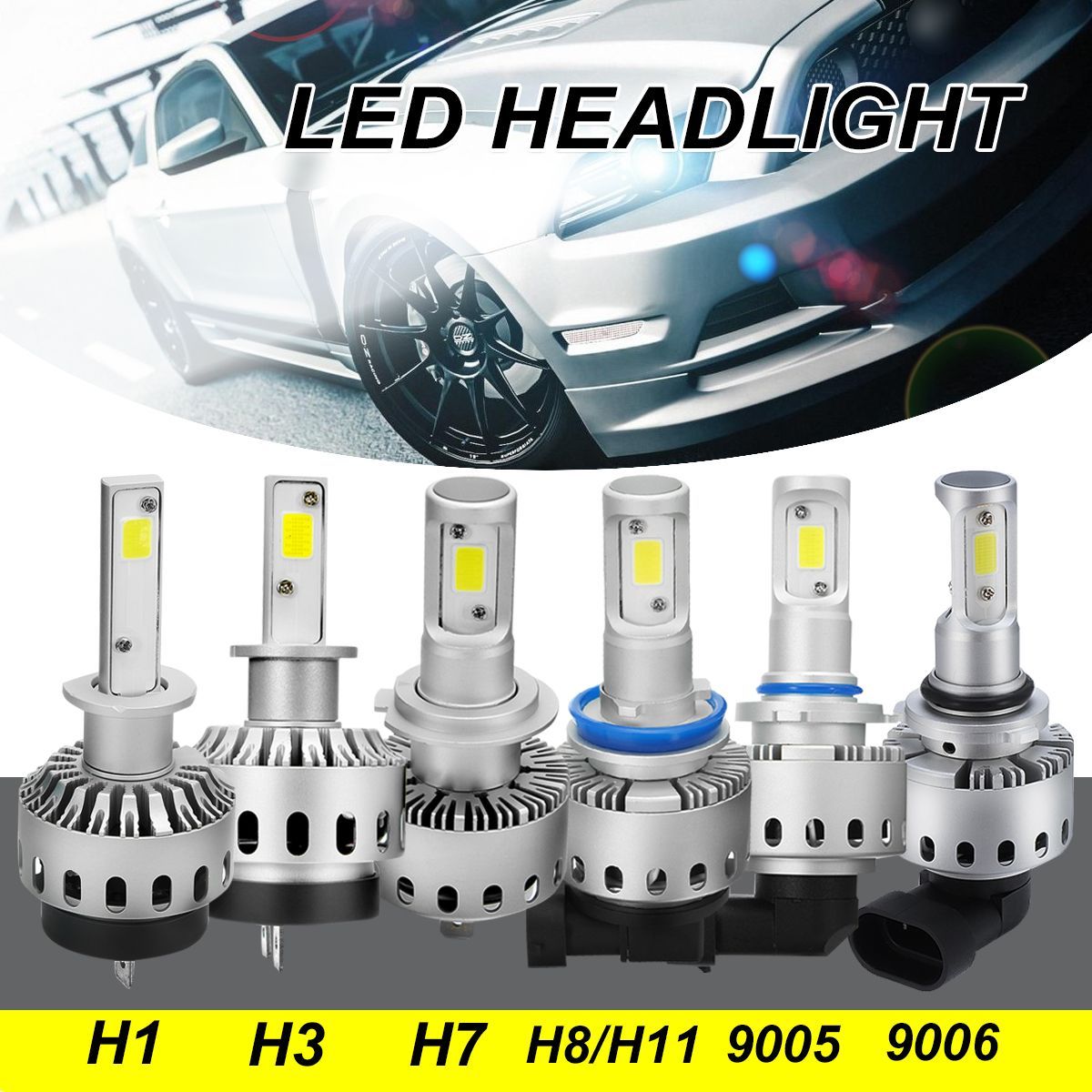Autoleader-7X-COB-LED-Car-Headlights-H1-H3-H4-H7-H8H9H11-9005-9006-60W-11000LM-6500K-White-Fog-Bulbs-1583317