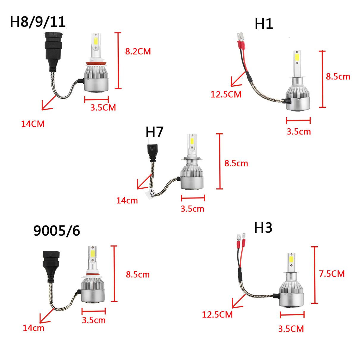 C6-COB-LED-H4-H7-Car-Headlights-3000K-Golden-Yellow-Bulbs-H1-9005-9006-Fog-Lamps-72W-7600LM-1524951