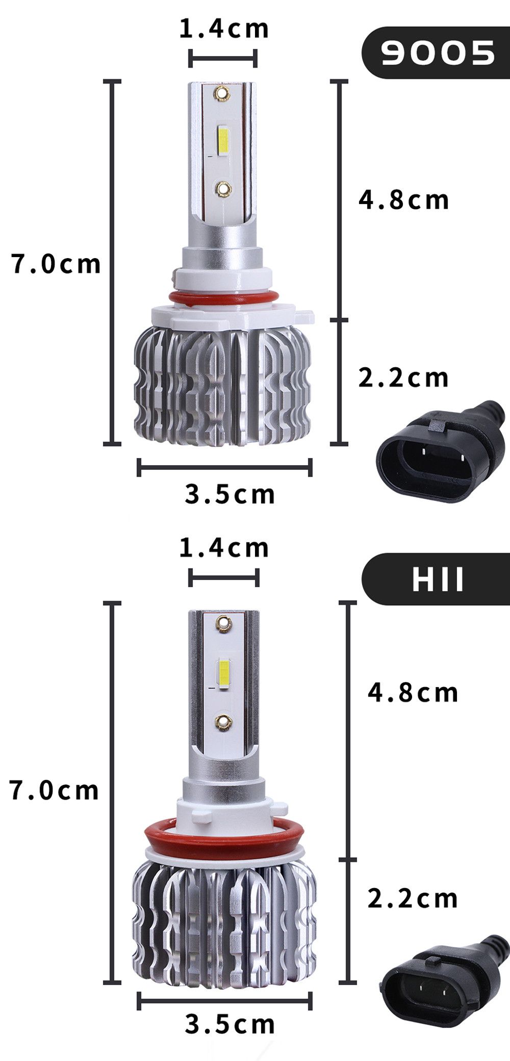 CNSUNNYLIGHT-K1-CSP-LED-Car-Headlights-Fanless-Bulbs-H1-H4-H7-H8H9H11-9005-9006-50W-8000LM-6000K-Whi-1624815