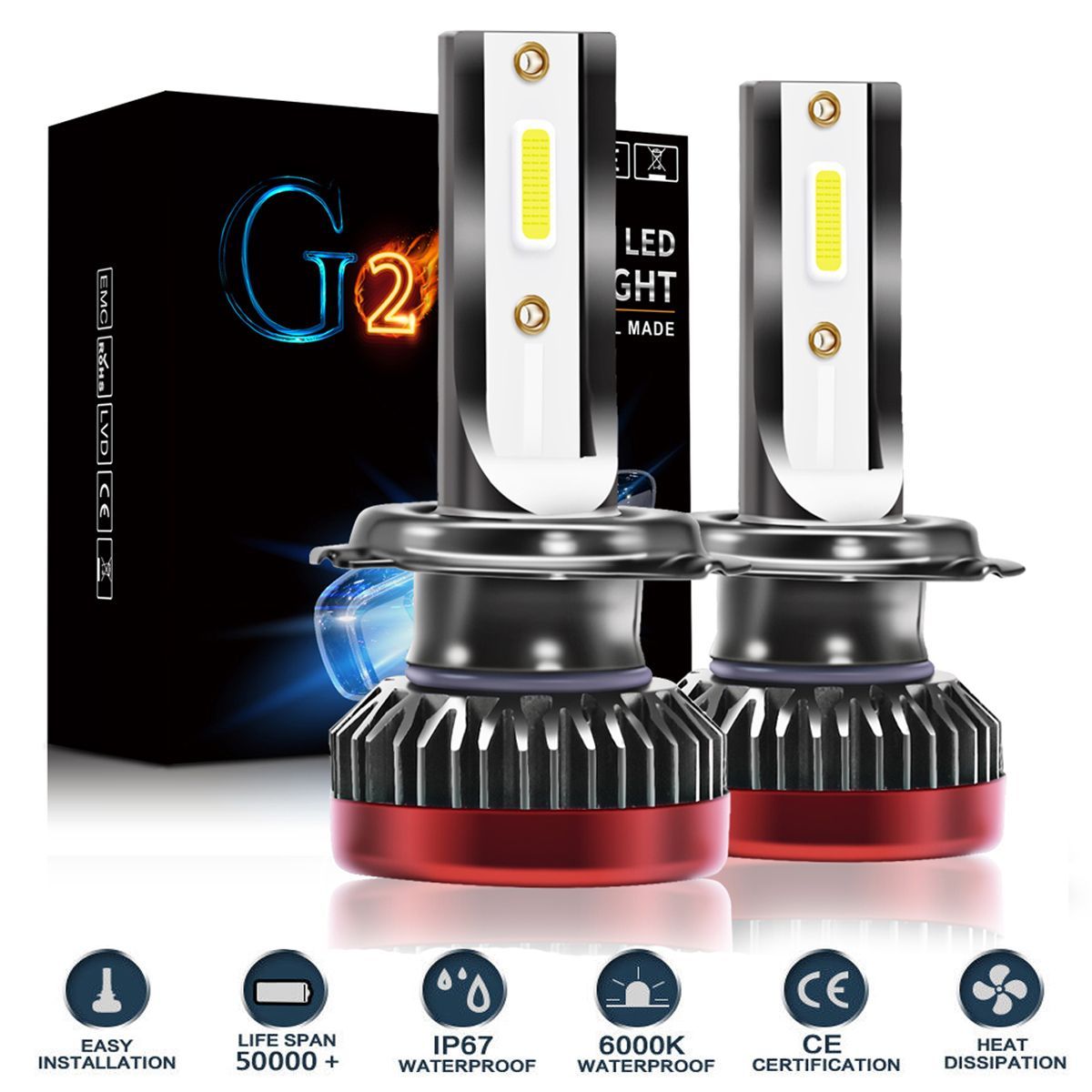 G2-LED-Car-Headlights-Bulb-80W-10000LM-Fog-Light-H1-H4-H7-H8-9005-9006-9012-9-32V-6000K-White-2Pcs-1412150