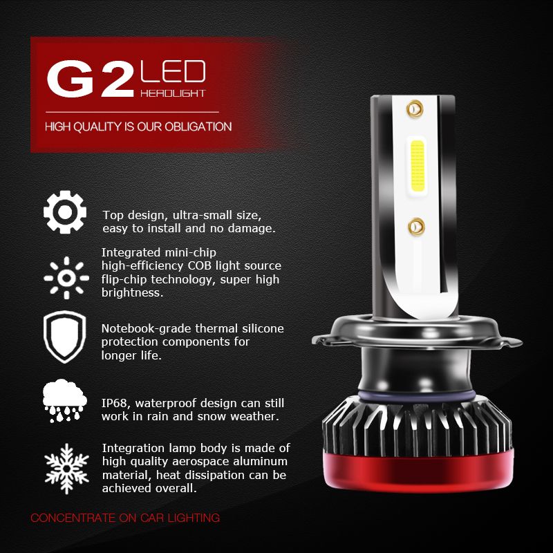 G2-LED-Car-Headlights-Bulb-80W-10000LM-Fog-Light-H1-H4-H7-H8-9005-9006-9012-9-32V-6000K-White-2Pcs-1412150