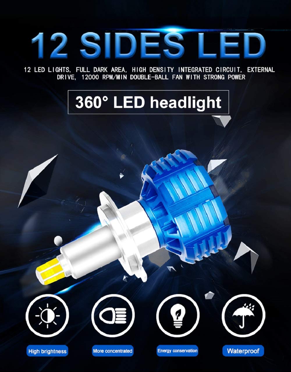 Infitary-V6-12-Sides-CSP-LED-Car-Headlights-H1-H7-H11-9005-9006-Fog-Bulbs-360-Degree-100W-8000LM-650-1670527