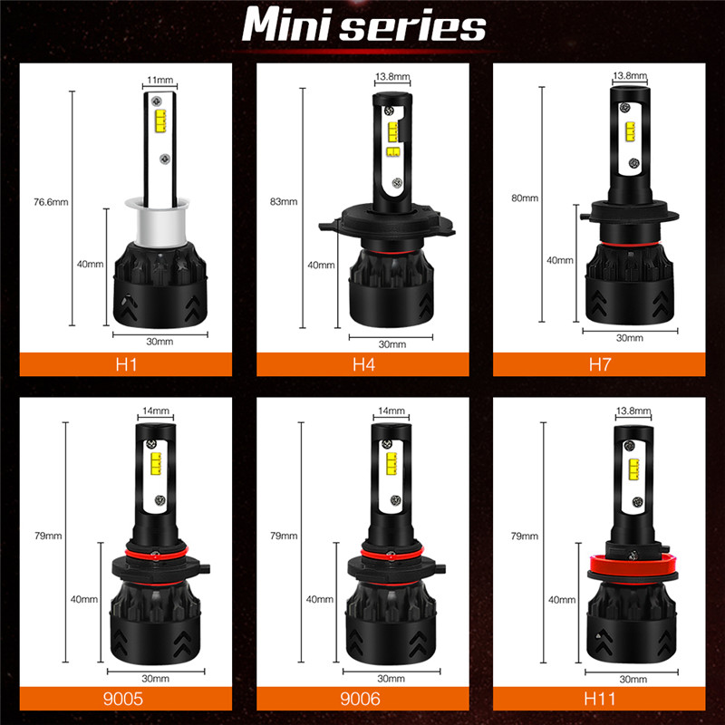 Mini8-Car-LED-Headlights-Bulbs-Fog-Lamps-H1-H4-H7-H8H9H11-9005-9006-6000K-White-2PCS-1449321