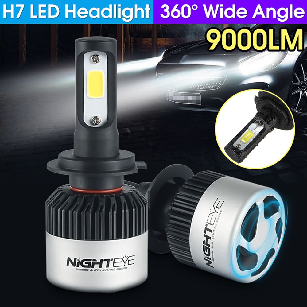 NightEye-2PCS-S2-COB-LED-Car-Headlights-Bulbs-Fog-Light-H7-72W-9000LM-6500K-White-1767271