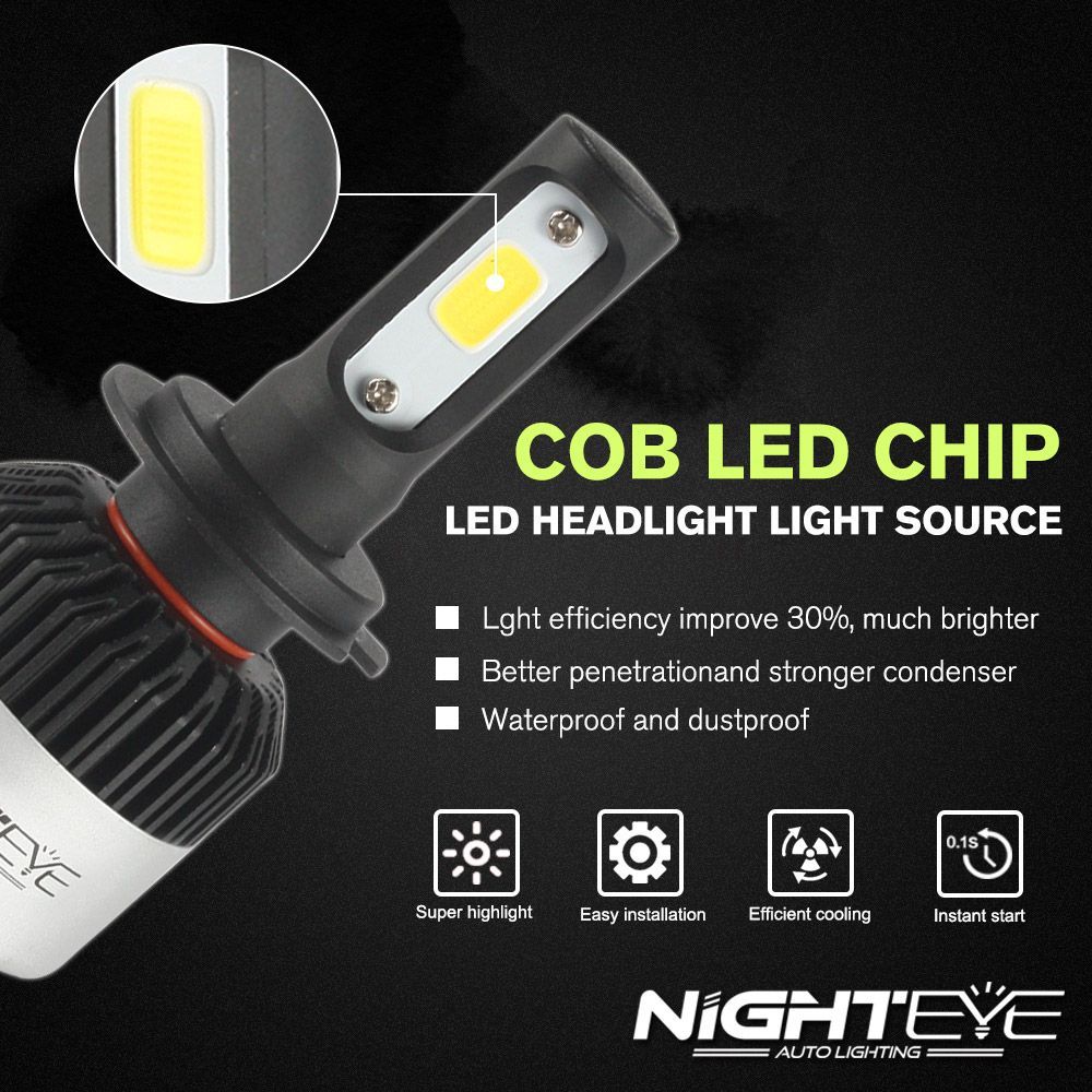NightEye-2PCS-S2-COB-LED-Car-Headlights-Bulbs-Fog-Light-H7-72W-9000LM-6500K-White-1767271