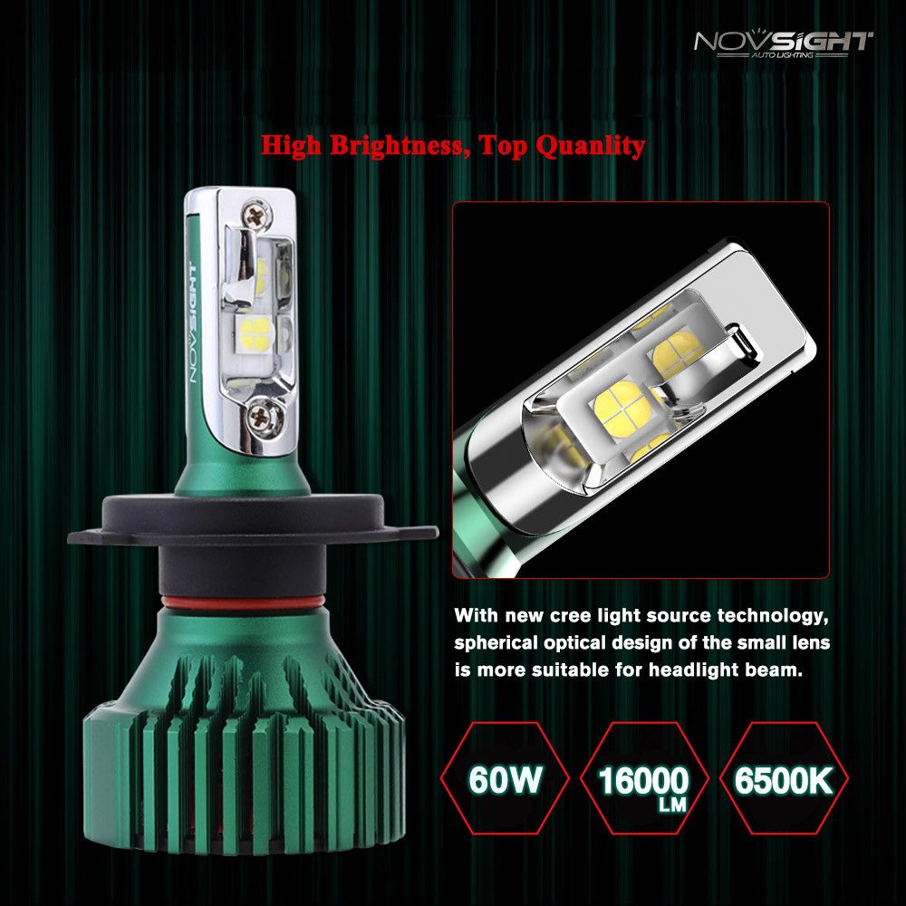 NovSight-A384-N8-LED-Car-Headlights-Bulbs-60W-16000LM-H4-H7-H11-9005-9006-6500K-White-1311329