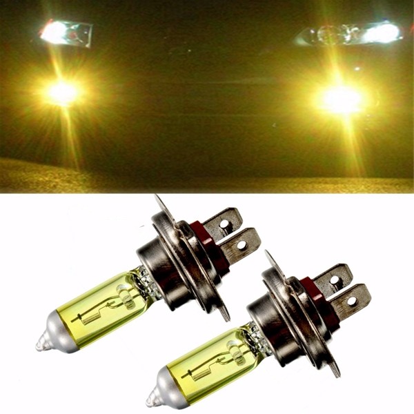 Pair-55W-12V-H7-Amber-Xenon-Headlight-High-Beam-Halogen-Light-Lamp-Bulbs-1107762