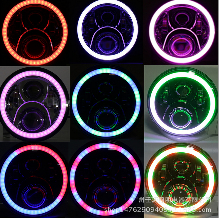 Pair-7-Inch-19-RGB-LED-Car-Headlights-IP67-Built-in-Lamp-Automatic-Change-Halo-Angel-Eyes-for-the-Je-1538287