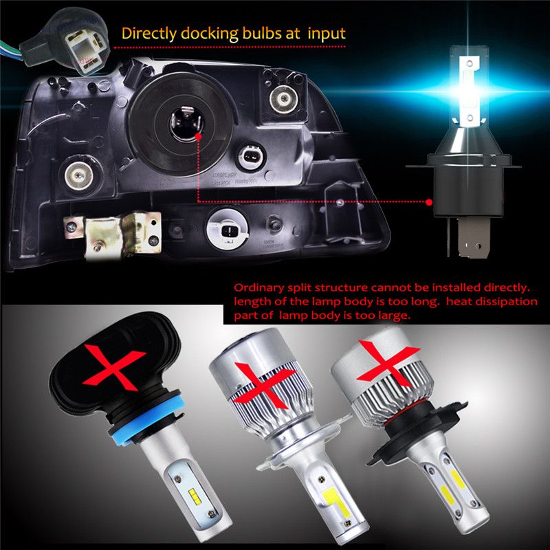 Pair-M4-H4-55W-1800LM-Bi-Xenon-HiLo-Car-LED-Headlights-Conversion-Kit-CSP-Lamp-White-1381907