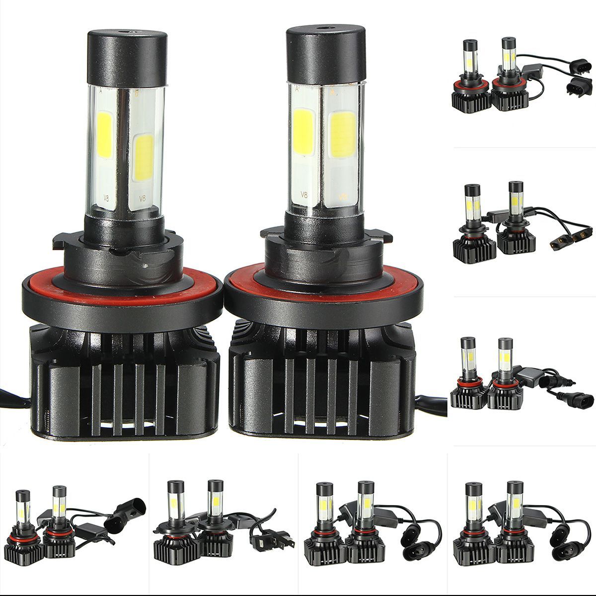 Pair-V8-40W-4800LM-6000K-White-Car-COB-LED-Headlights-H4-H7-H8H11-H13-9004-9005-9006-1104849