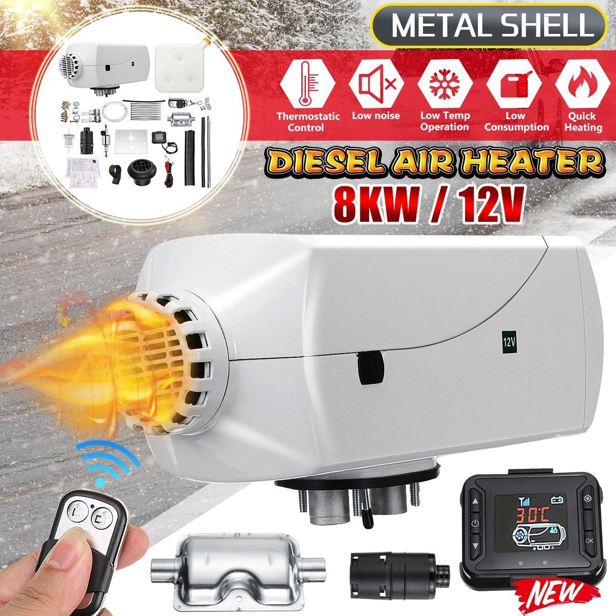 12V-8KW-Diesel-Air-Heater-Kit-with-LCD-Switch-Remote-Control-Silencer-10L-Tank-White-1445508